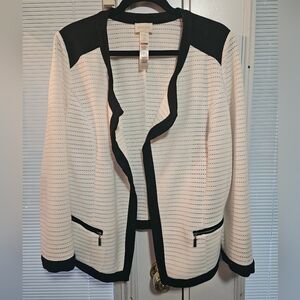 Chico's Black Trimmed White Blazer